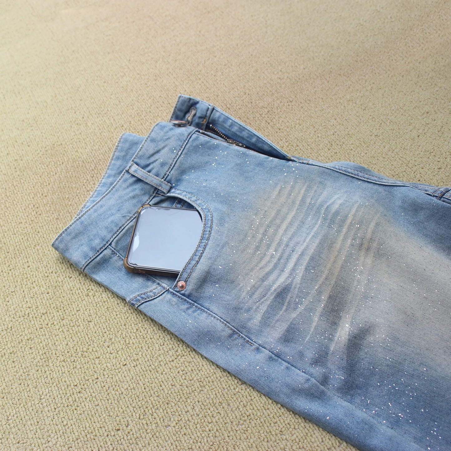 Women's High-Waisted Light Blue Wide Leg Jeans