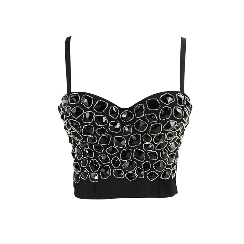 Pearl Rhinestone Y2K Corset Crop Top