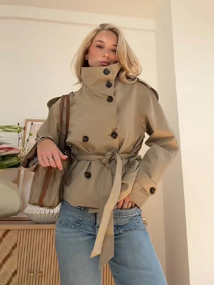 Bella Belted Cropped Trench Jacket