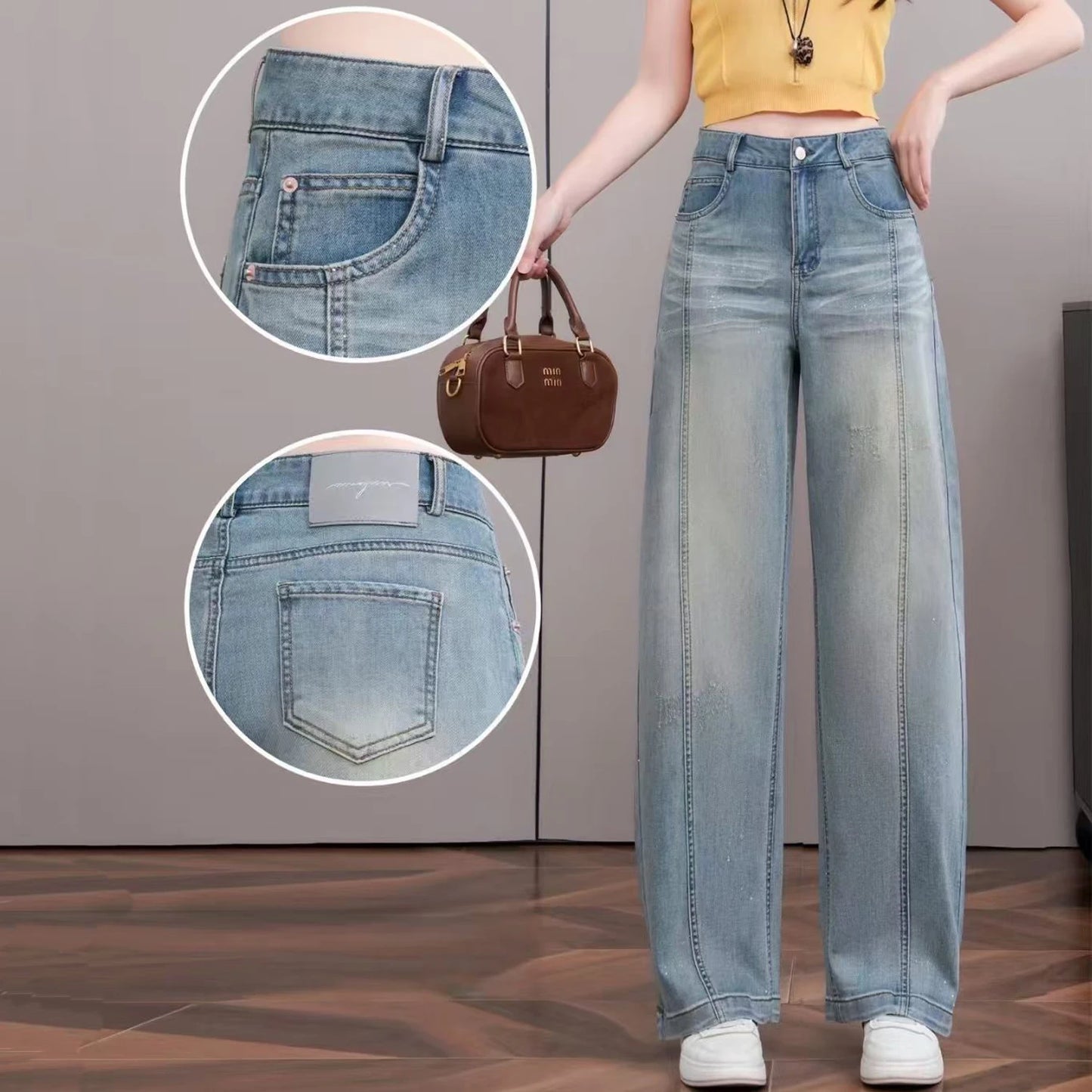 Women's Light Blue Wide Leg Denim Jeans