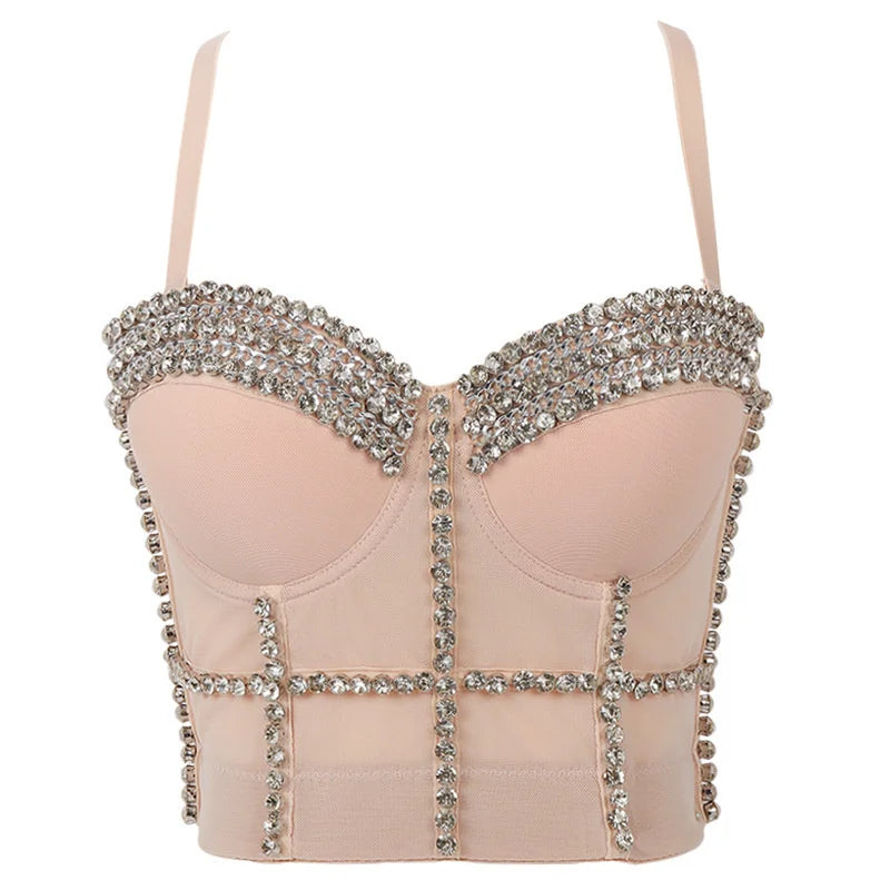 Pearl Rhinestone Y2K Corset Crop Top