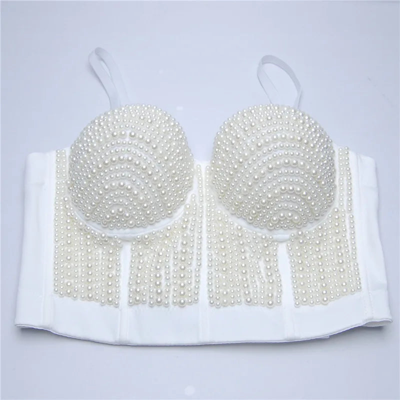Pearl Rhinestone Y2K Corset Crop Top