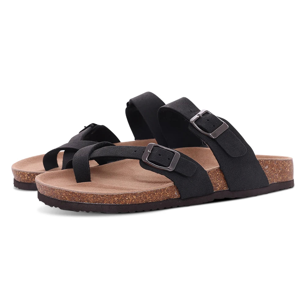 Unisex Suede Cork Insole Mules Slippers