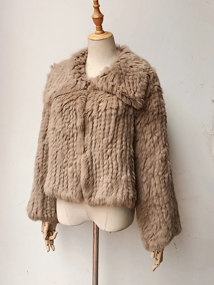 Women's Genuine Rabbit Fur Hooded Coat