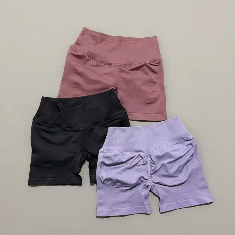 HISTELLO Vision 4.5” Cross Waist Seamless Gym Shorts